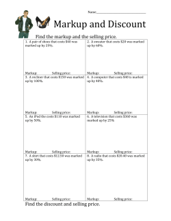 Markup and Discount Worksheet