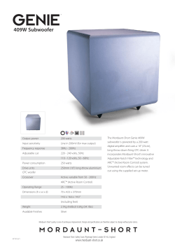 Genie 409W Subwoofer spec sheet.qxd
