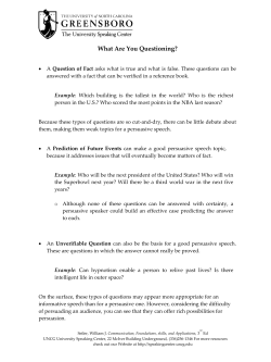 Persuasive Speeches: What are you Questioning?