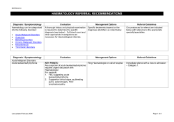 HAEMATOLOGY REFERRAL RECOMMENDATIONS