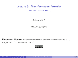Lecture 6: Transformation formulae (product -3mu sum)