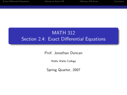 MATH 312 Section 2.4: Exact Differential Equations