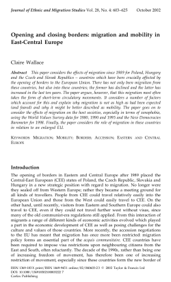 Opening and closing borders: migration and mobility in East
