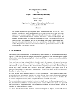 A Computational Model for Object Oriented Programming 1