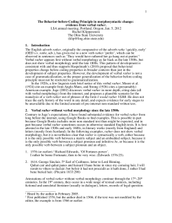 1 The Behavior-before-Coding Principle in morphosyntactic change