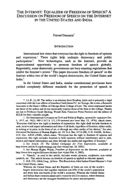 Internet: Equalizer of Freedom of Speech