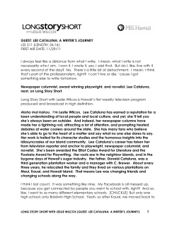 GUEST: LEE CATALUNA: A WRITER`S JOURNEY LSS 511