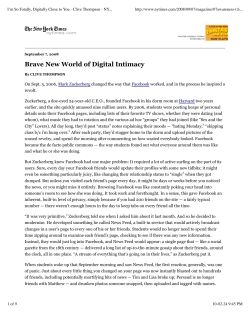 I`m So Totally, Digitally Close to You - Clive Thompson