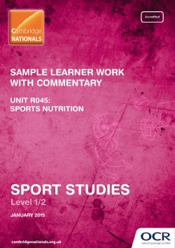 Cambridge Nationals Sport R045 Sports Nutrition Sample