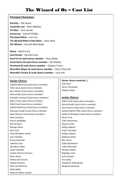 The Wizard of Oz &ndash; Cast List