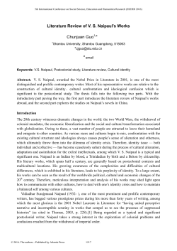 Literature Review of V. S. Naipaul`s Works Chunjuan Guo