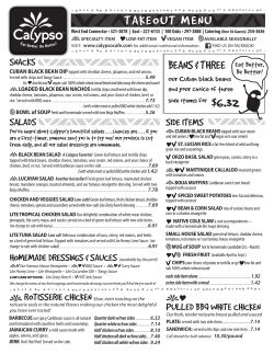 takeout menu - Calypso Cafe