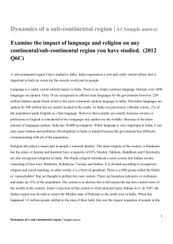 Dynamics of a sub-continental region |A1 Sample answer