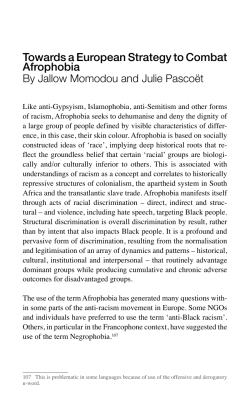 Towards a European Strategy to Combat Afrophobia