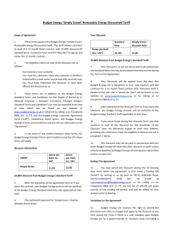 Budget Energy `Simply Green` Renewable Energy Discounted Tariff