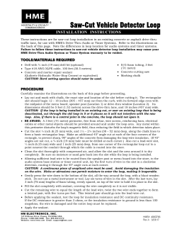 Saw-Cut Vehicle Detector Loop - Installation Instructions