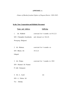 APPENDIX- A (Names of Muslim freedom Fighters of Nagaon