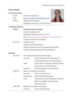 Eszter K&oacute;tyuk, +36 30-65-72-144 - Washington University in St. Louis