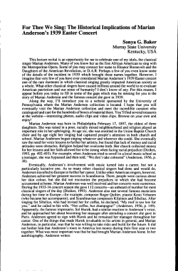 For Thee We Sing: The Historical Implications of Marian Anderson`s