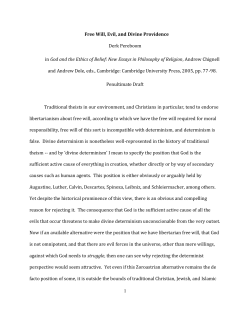 1 Free Will, Evil, and Divine Providence Derk Pereboom in God and