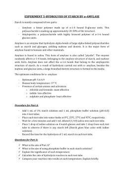 EXPERIMENT 5-HYDROLYSIS OF STARCH BY &alpha;