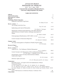 ANNALS OF IBADAN POSTGRADUATE MEDICINE Vol