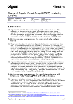 Change of Supplier Expert Group (COSEG) - metering