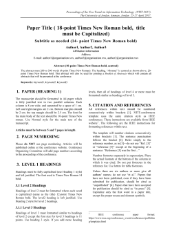 Paper Title ( 18-point Times New Roman bold, title must be