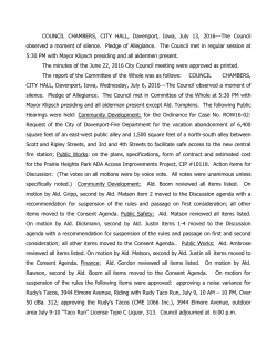 COUNCIL CHAMBERS, CITY HALL, Davenport, Iowa, July 13, 2016