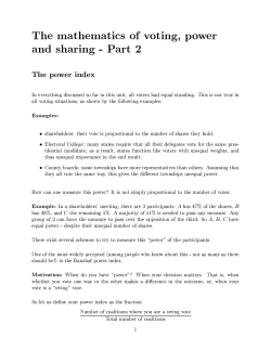 The mathematics of voting, power and sharing