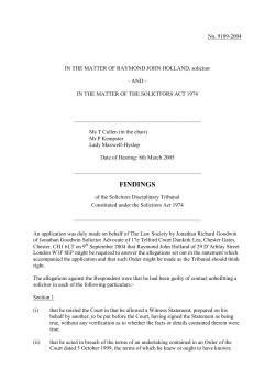 1st DRAFT - Solicitors Disciplinary Tribunal