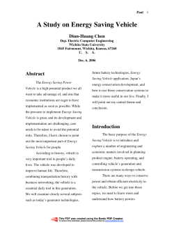 Energy Saving Vehicle