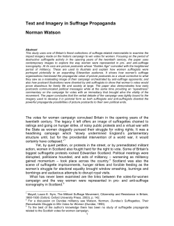Text and Imagery in Suffrage Propaganda Norman Watson