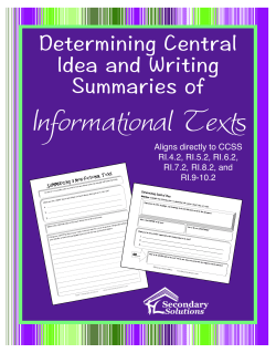 Determining Central Idea and Writing Summaries