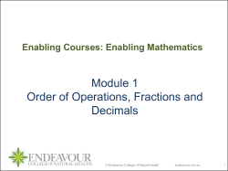 Module 1 Order of Operations, Fractions and Decimals