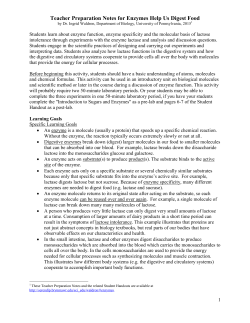 Teacher Preparation Notes for Enzymes Help Us Digest Food