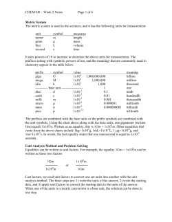 Week 2 - Notes metric system
