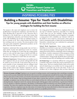 Building a Resume: Tips for Youth with Disabilities