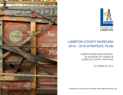 LAMBTON COUNTY MUSEUMS 2014 &ndash; 2018 STRATEGIC PLAN