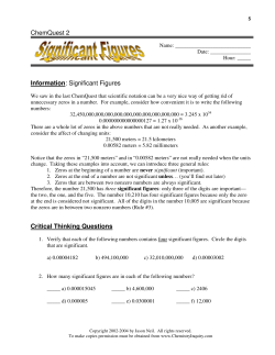 Significant Figures Critical Thinking Questions