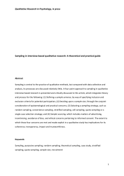 Qualitative Research in Psychology, in press Sampling in interview