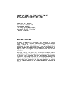 james a. teit: his contribution to canadian ethnomusicology