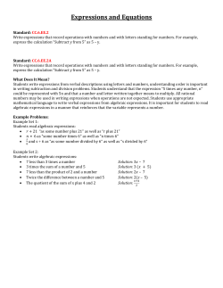 Expressions and Equations