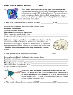 Darwin`s Natural Selection Worksheet