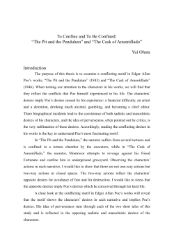 To Confine and To Be Confined: &ldquo;The Pit and the Pendulum&rdquo; and