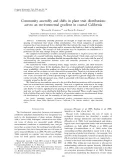 Community assembly and shifts in plant trait distributions across an