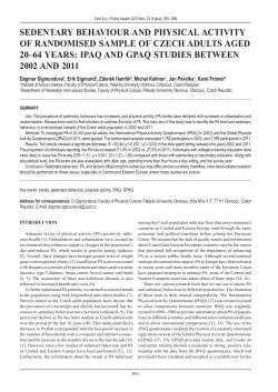 SEDENTARY BEHAVIOUR AND PHYSICAL ACTIVITY OF