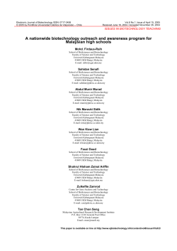 A nationwide biotechnology outreach and awareness program for