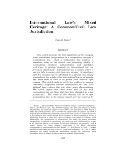 International Law`s Mixed Heritage: A Common/Civil Law Jurisdiction
