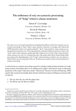 The influence of only on syntactic processing of "long" relative